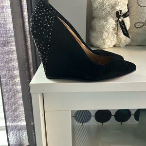 Elegant Black Studded Wedge Heels